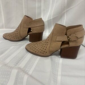 Beige Ankle Boots with Cutout Design